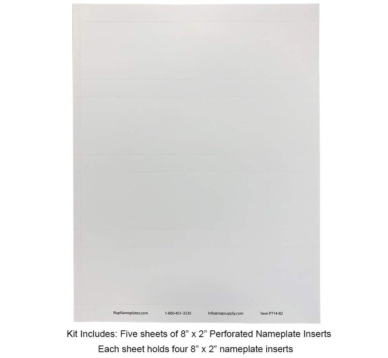 NapTags Wall or Door Nameplate Holder with Clear Plastic Inserts and Perforated Nameplate Inserts - Pack of 10 (Silver, 8" x 2") - Image 5